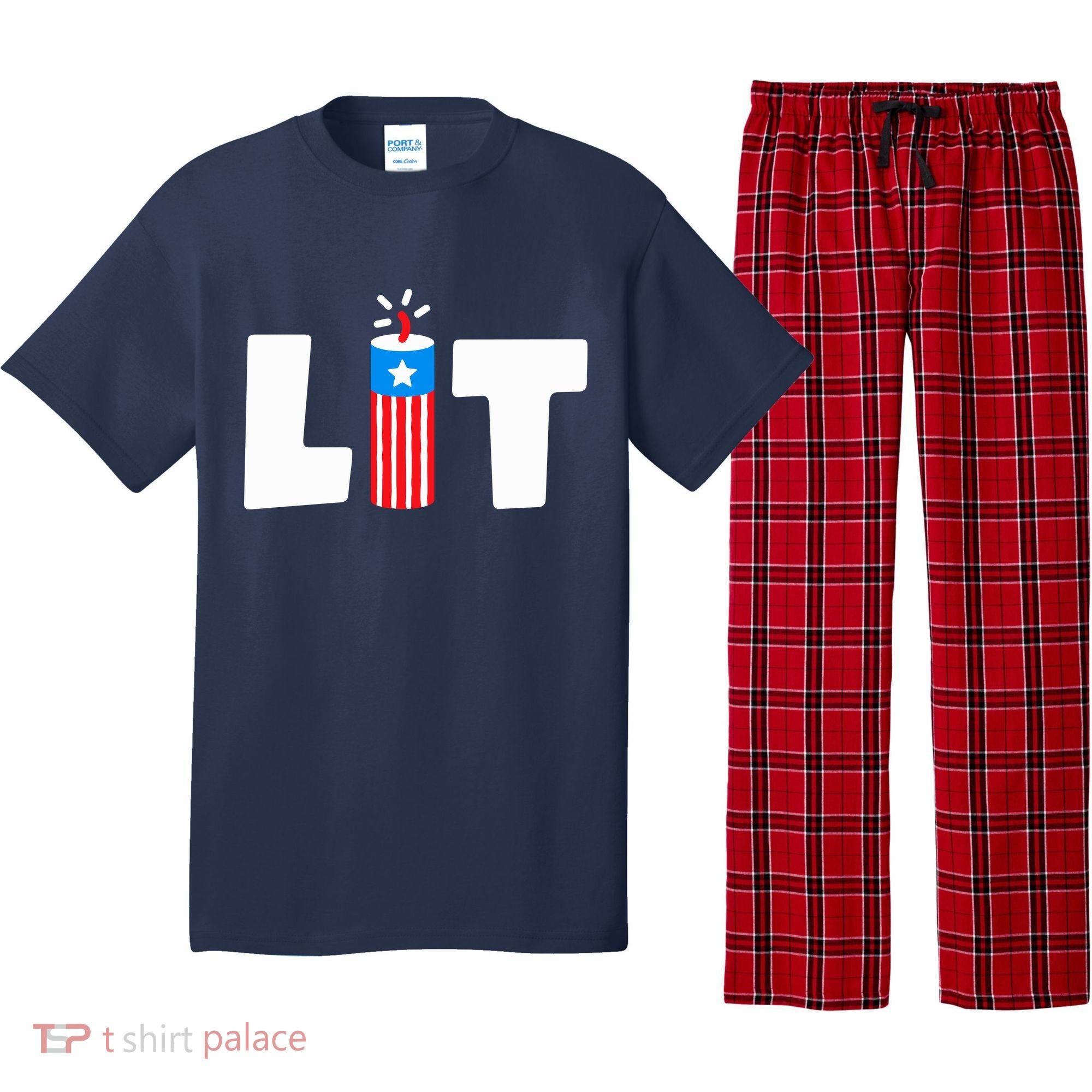 Lets Get Lit Fireworks Firecracker Funny Fourth 4th Of July Pajama Set