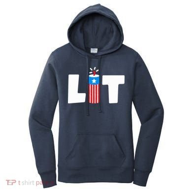 Lets Get Lit Fireworks Firecracker Funny Fourth 4th Of July Women's Hoodie