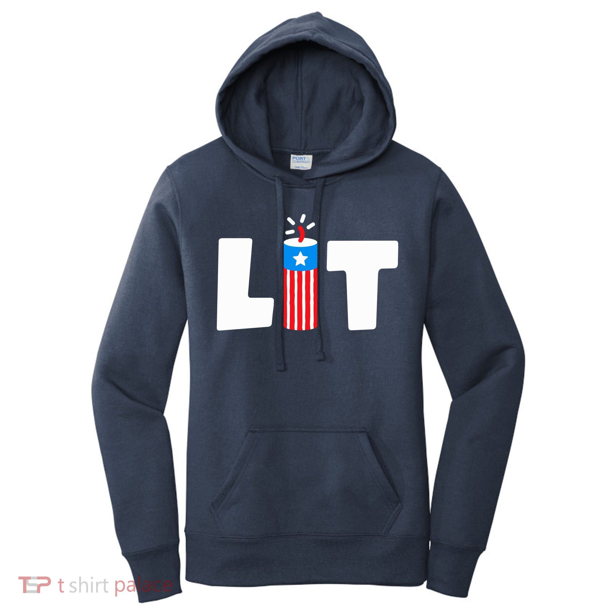 Lets Get Lit Fireworks Firecracker Funny Fourth 4th Of July Women's Hoodie