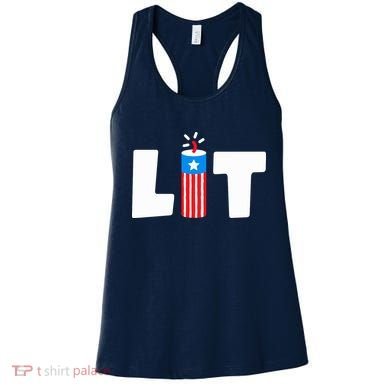 Lets Get Lit Fireworks Firecracker Funny Fourth 4th Of July Women's Tank Top