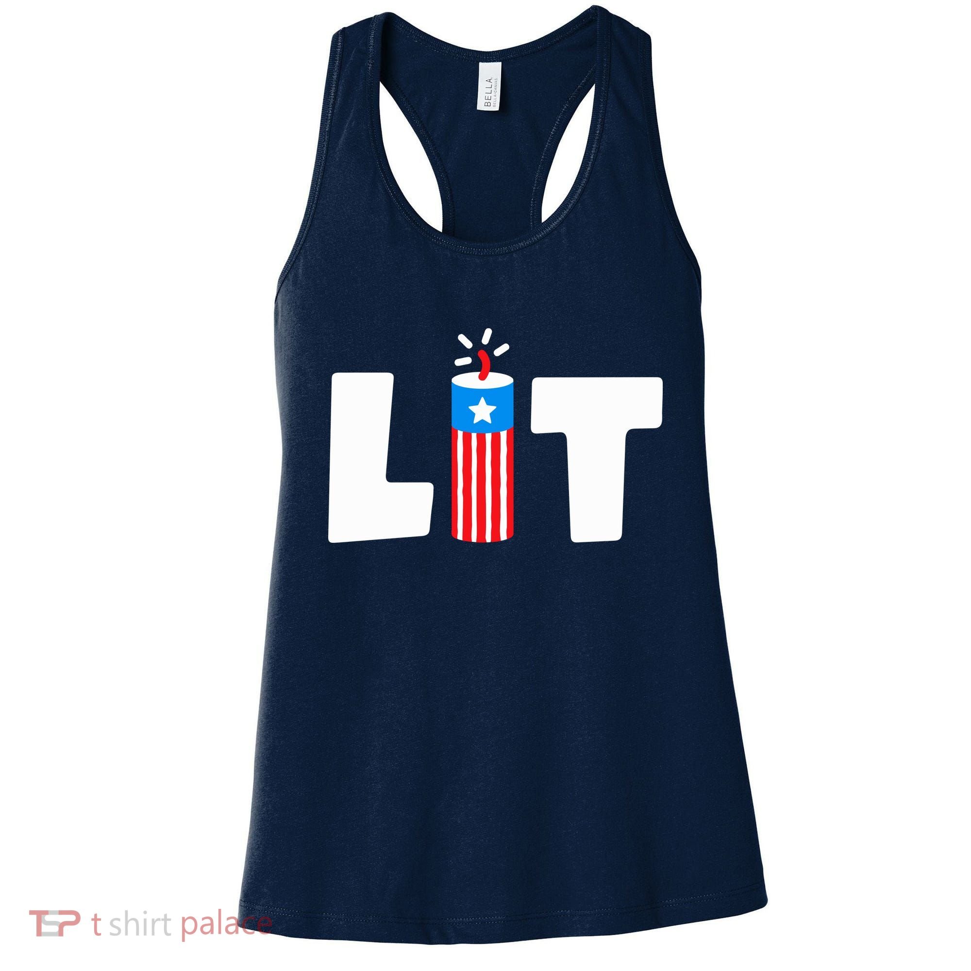 Lets Get Lit Fireworks Firecracker Funny Fourth 4th Of July Women's Tank Top