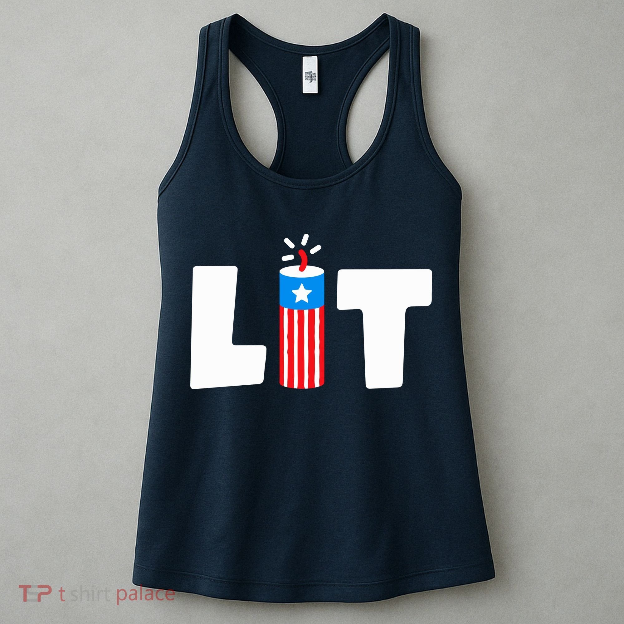 Lets Get Lit Fireworks Firecracker Funny Fourth 4th Of July Women's Tank Top