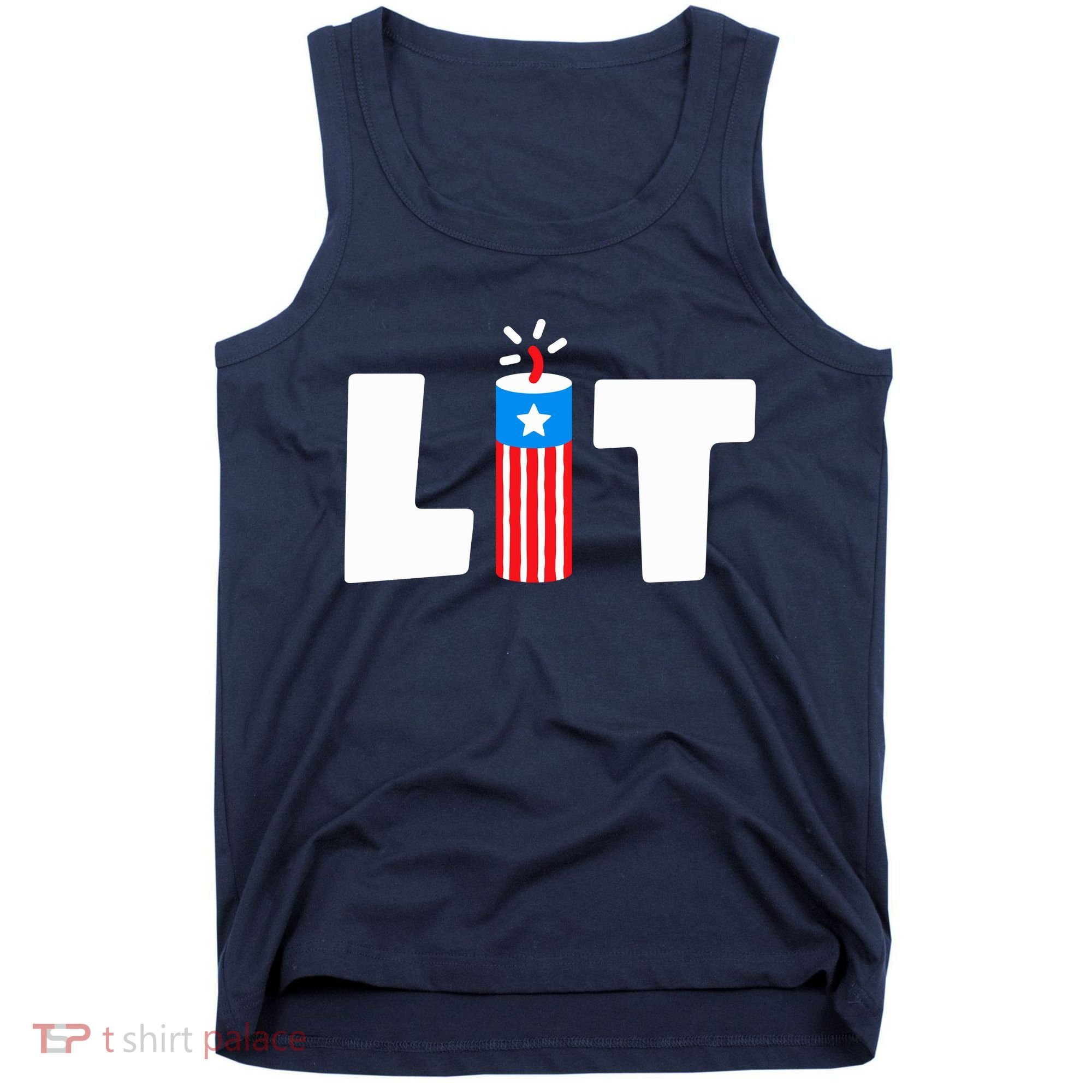 Lets Get Lit Fireworks Firecracker Funny Fourth 4th Of July Tank Top