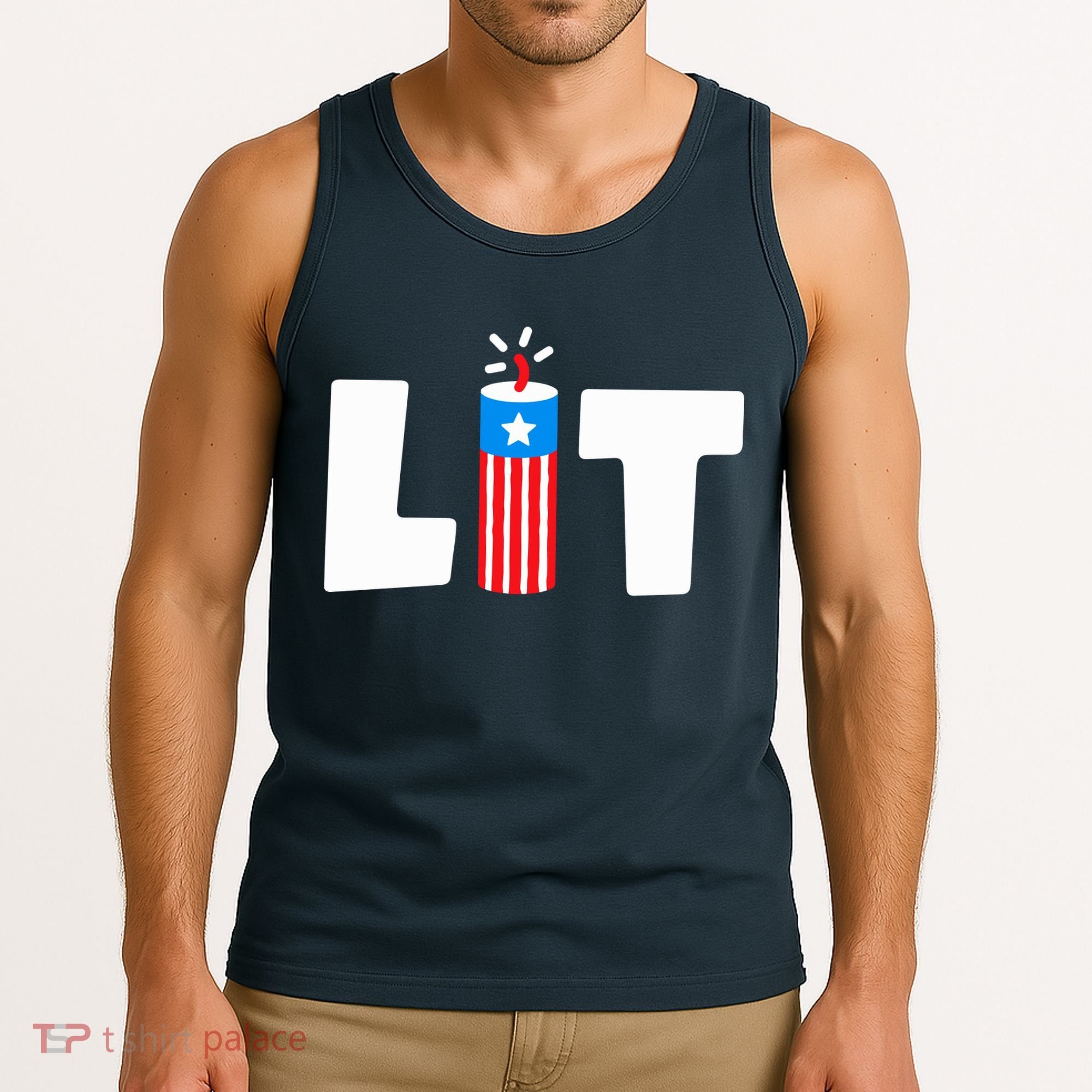 Lets Get Lit Fireworks Firecracker Funny Fourth 4th Of July Tank Top