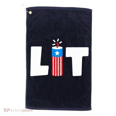 Lets Get Lit Fireworks Firecracker Funny Fourth 4th Of July Golf Towel