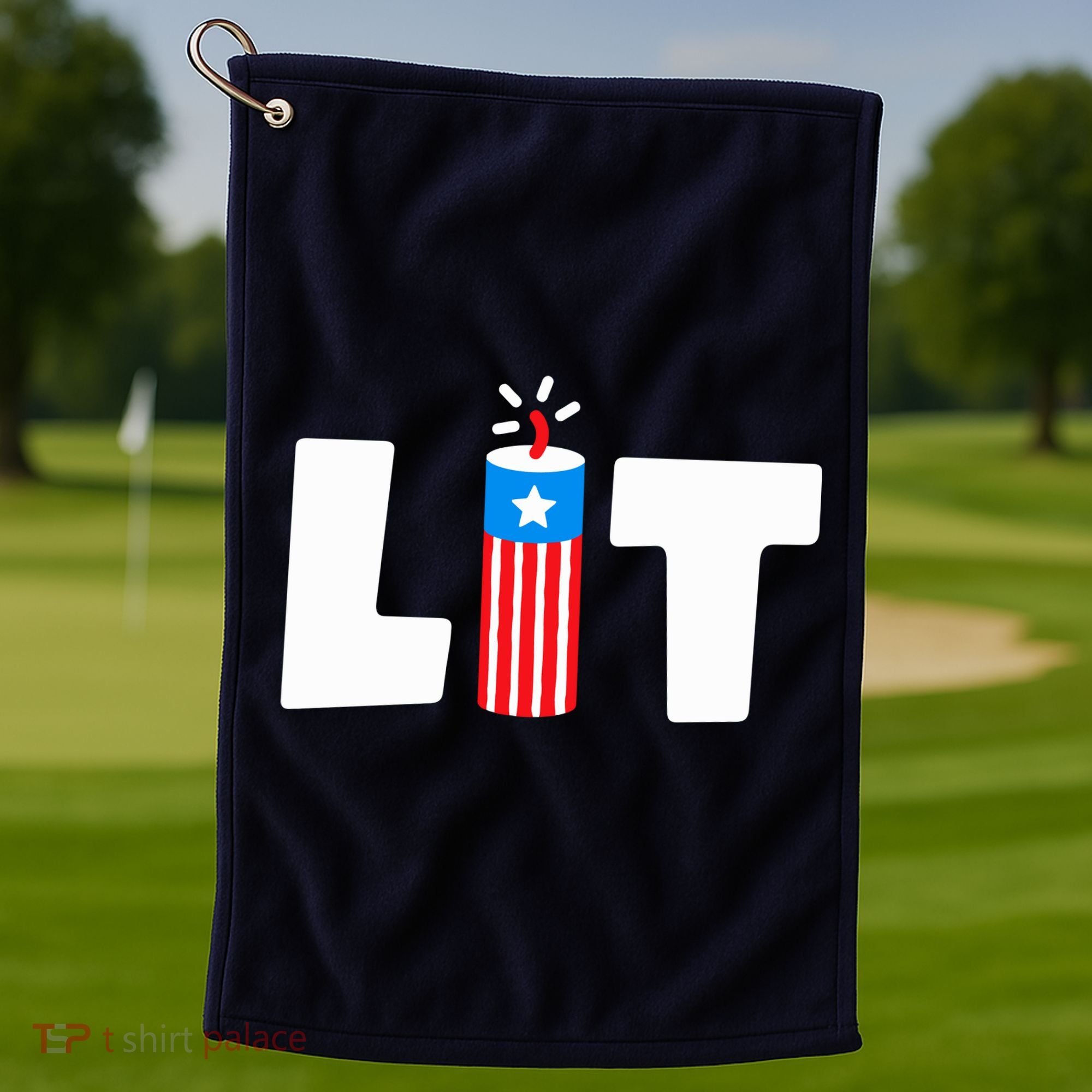 Lets Get Lit Fireworks Firecracker Funny Fourth 4th Of July Golf Towel
