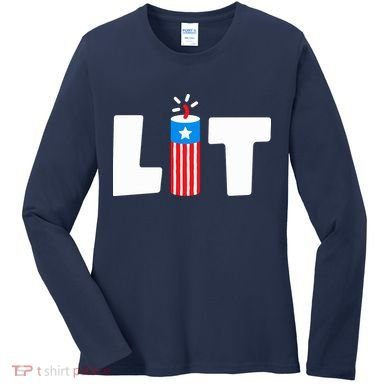 Lets Get Lit Fireworks Firecracker Funny Fourth 4th Of July Women's Long Sleeve Shirt