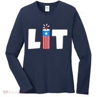 Lets Get Lit Fireworks Firecracker Funny Fourth 4th Of July Women's Long Sleeve Shirt thumb 0