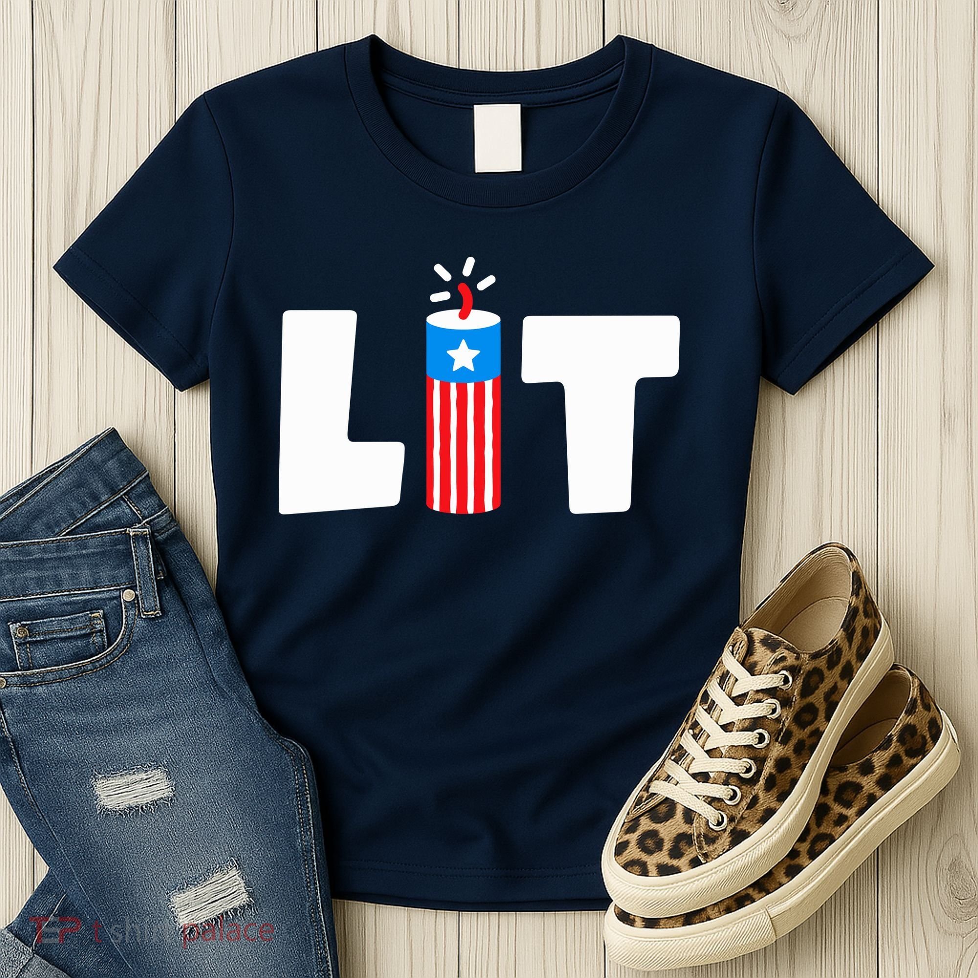 Lets Get Lit Fireworks Firecracker Funny Fourth 4th Of July Women's T-Shirt