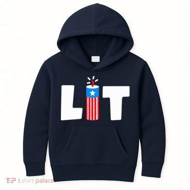 Lets Get Lit Fireworks Firecracker Funny Fourth 4th Of July Kids Hoodie