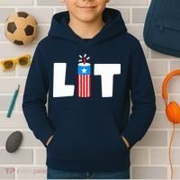 Lets Get Lit Fireworks Firecracker Funny Fourth 4th Of July Kids Hoodie thumb 2