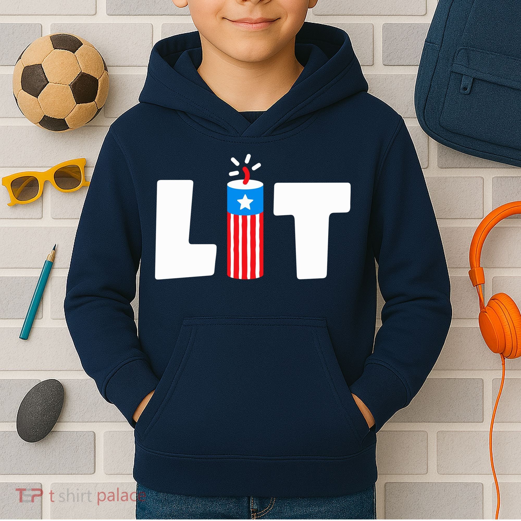 Lets Get Lit Fireworks Firecracker Funny Fourth 4th Of July Kids Hoodie
