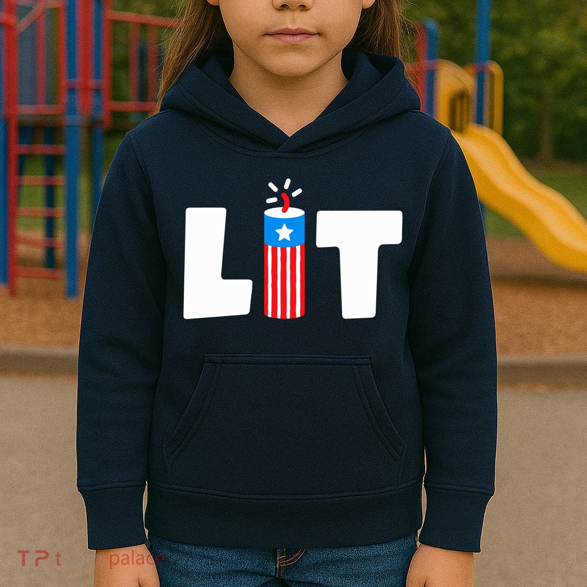 Lets Get Lit Fireworks Firecracker Funny Fourth 4th Of July Kids Hoodie
