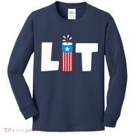 Lets Get Lit Fireworks Firecracker Funny Fourth 4th Of July Kids Long Sleeve Shirt thumb 0