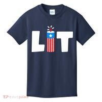 Lets Get Lit Fireworks Firecracker Funny Fourth 4th Of July Kids T-Shirt thumb 0