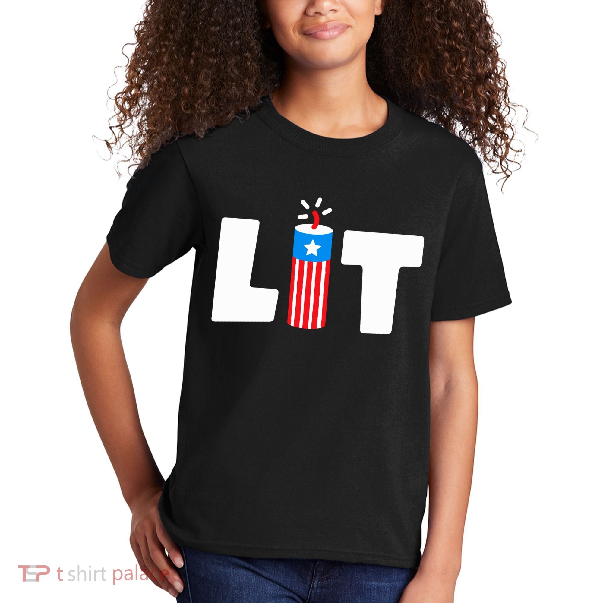 Lets Get Lit Fireworks Firecracker Funny Fourth 4th Of July Kids T-Shirt