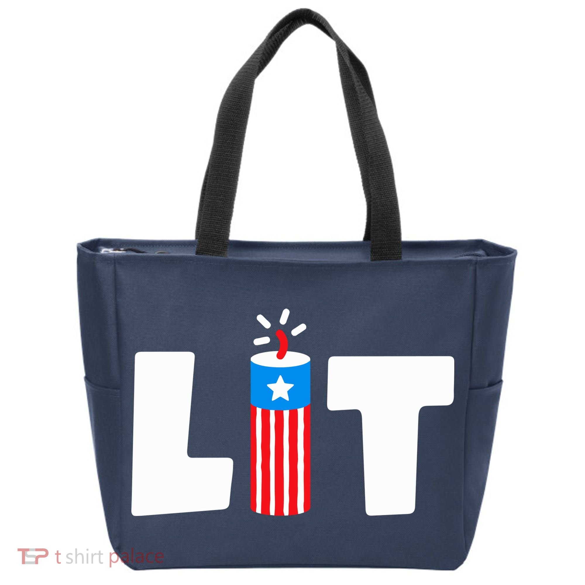 Lets Get Lit Fireworks Firecracker Funny Fourth 4th Of July Tote Bag