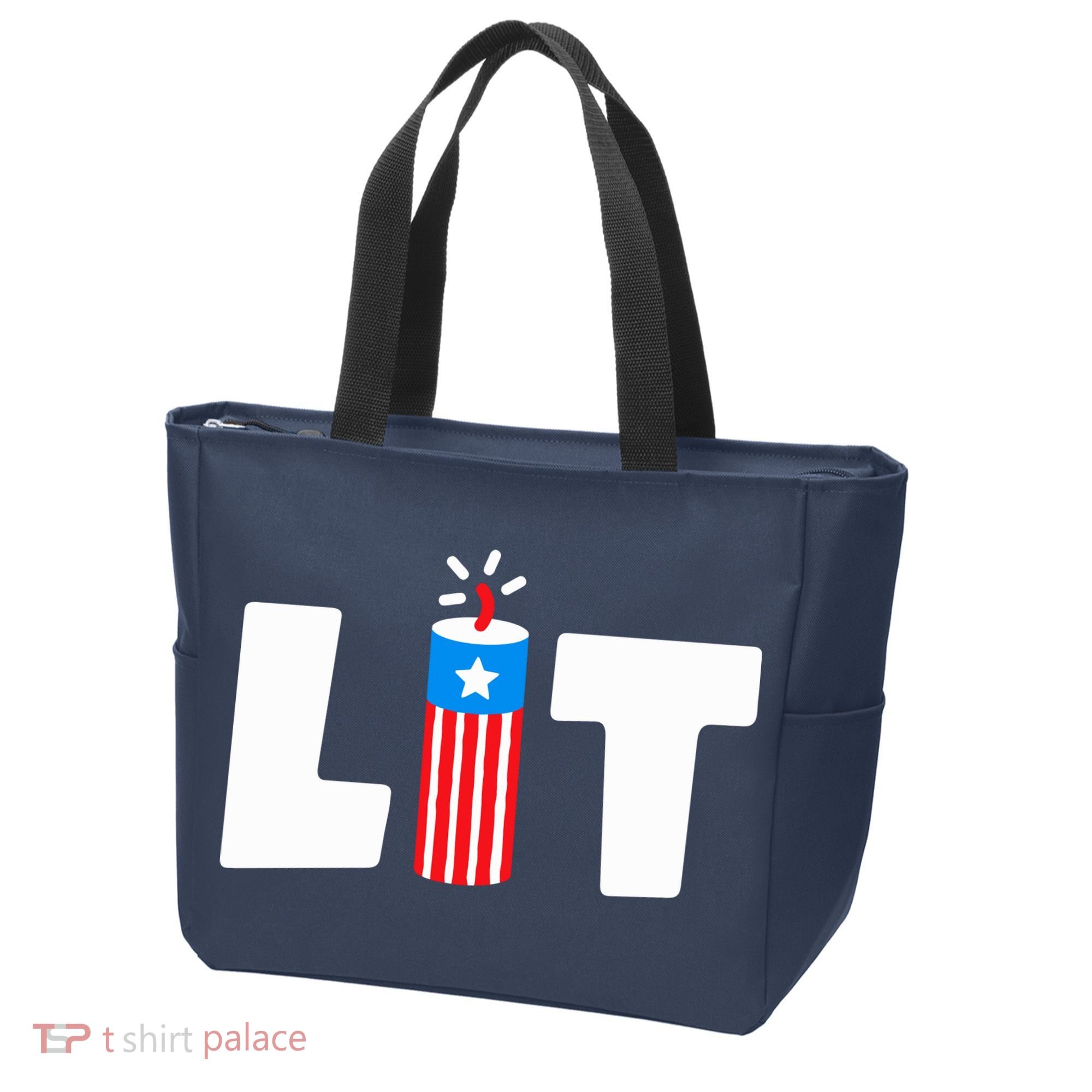 Lets Get Lit Fireworks Firecracker Funny Fourth 4th Of July Tote Bag