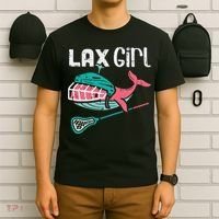 Lax Girl Lacrosse Whale Cute Sport Player Goalie T-Shirt thumb 6