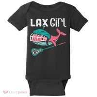 Lax Girl Lacrosse Whale Cute Sport Player Goalie Baby Bodysuit thumb 0