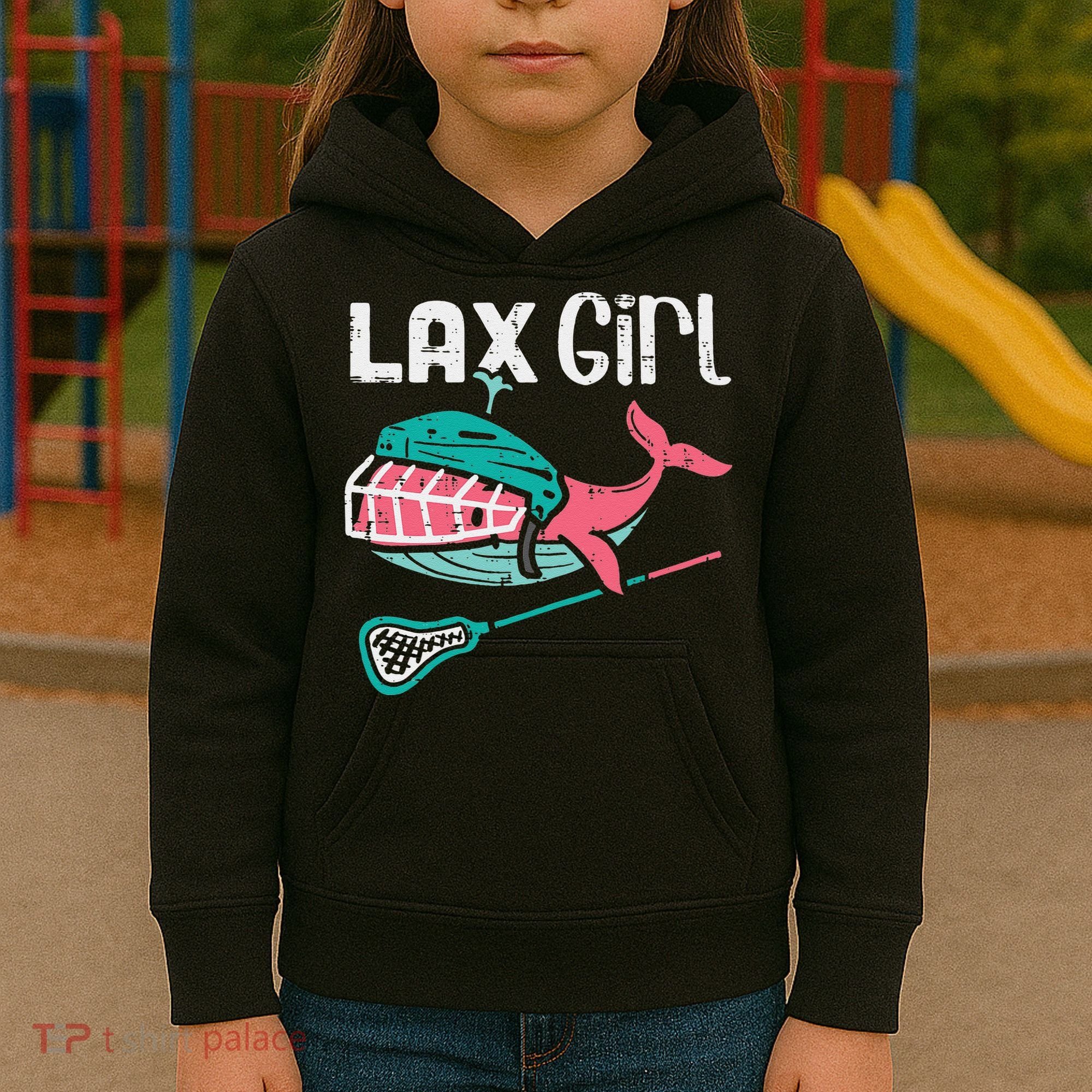 Lax Girl Lacrosse Whale Cute Sport Player Goalie Kids Hoodie