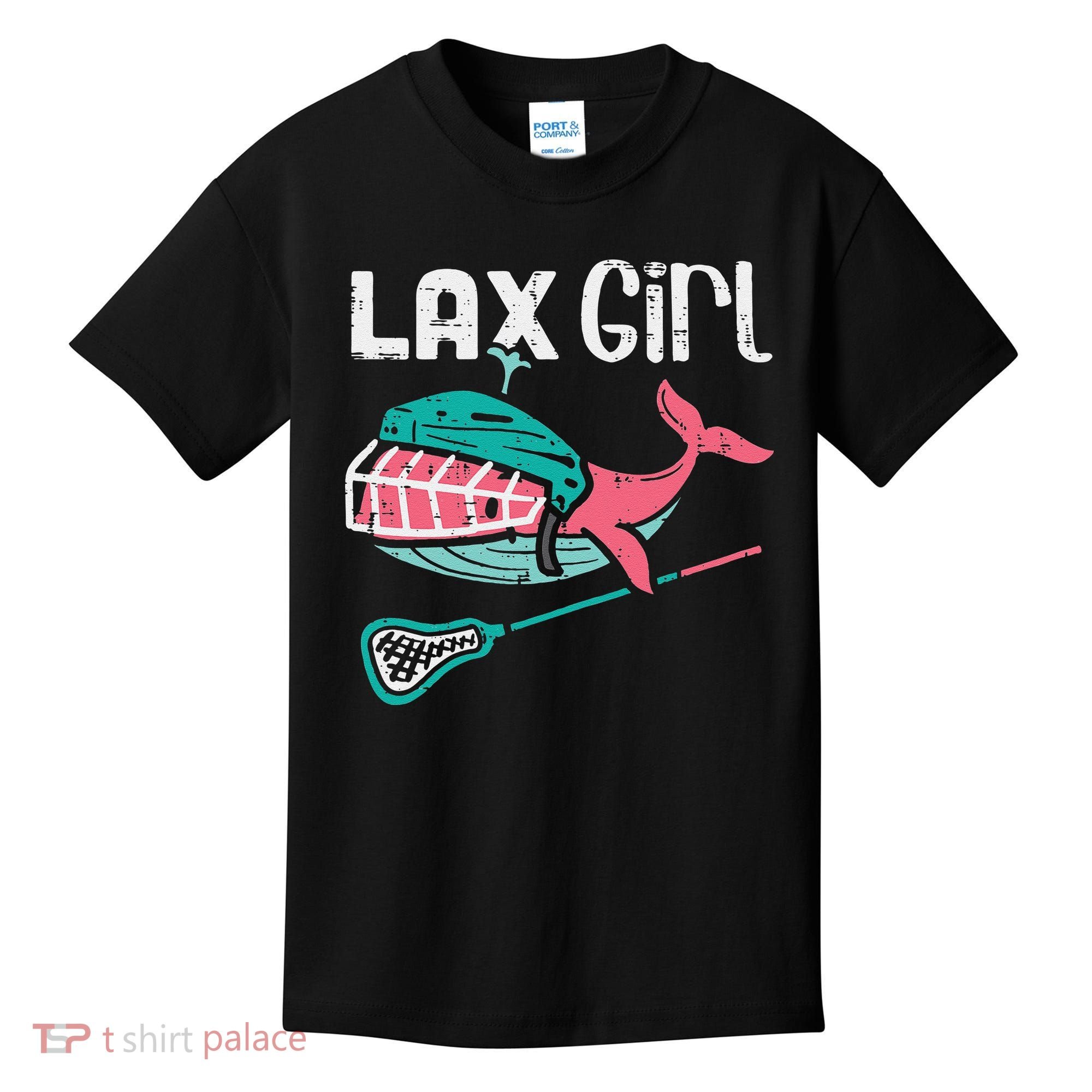 Lax Girl Lacrosse Whale Cute Sport Player Goalie Kids T-Shirt