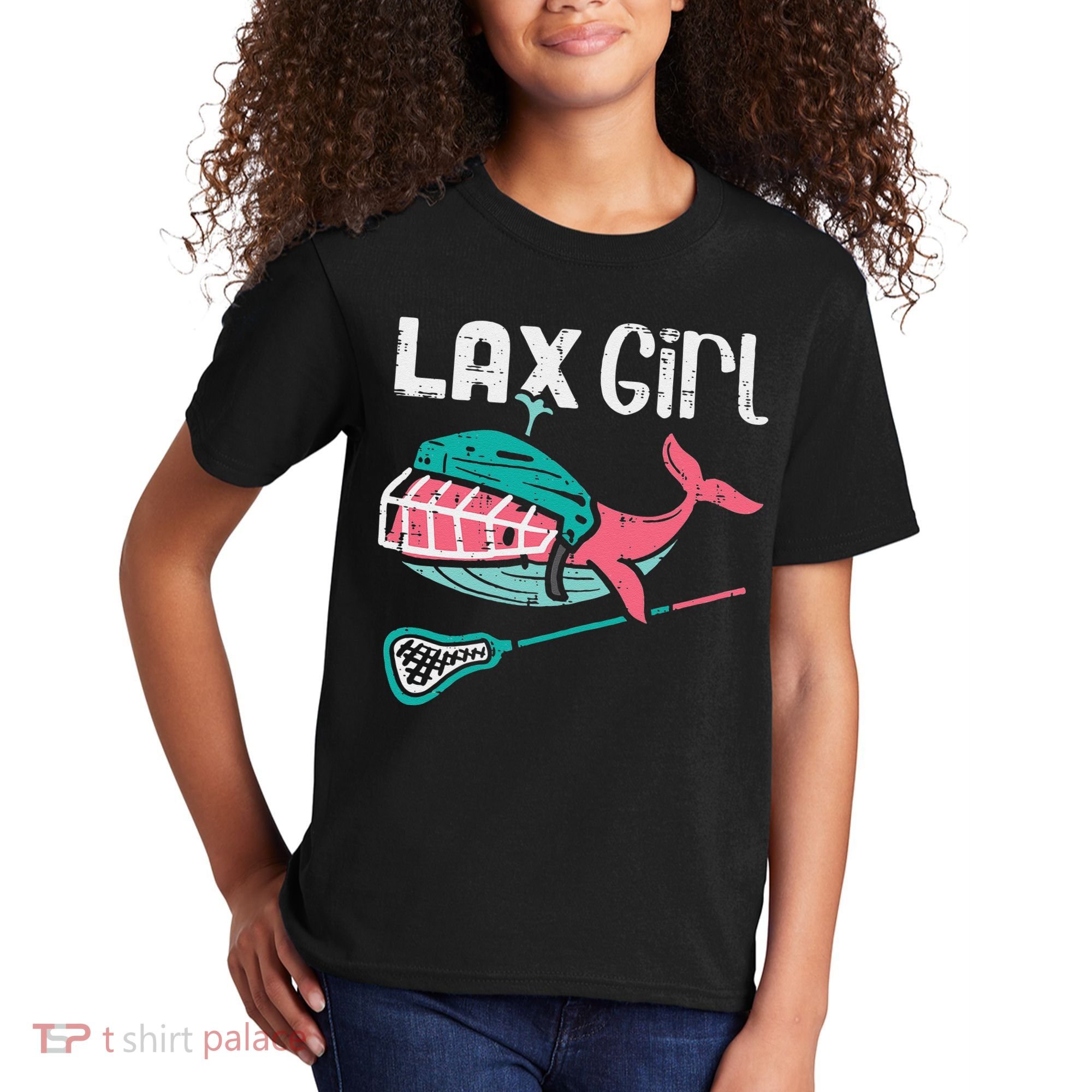 Lax Girl Lacrosse Whale Cute Sport Player Goalie Kids T-Shirt