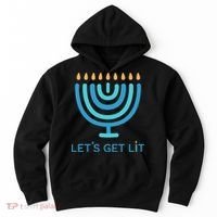 Let's Get Lit Menorah Jewish Funny Ugly Hanukkah Jew  Hoodie thumb 0