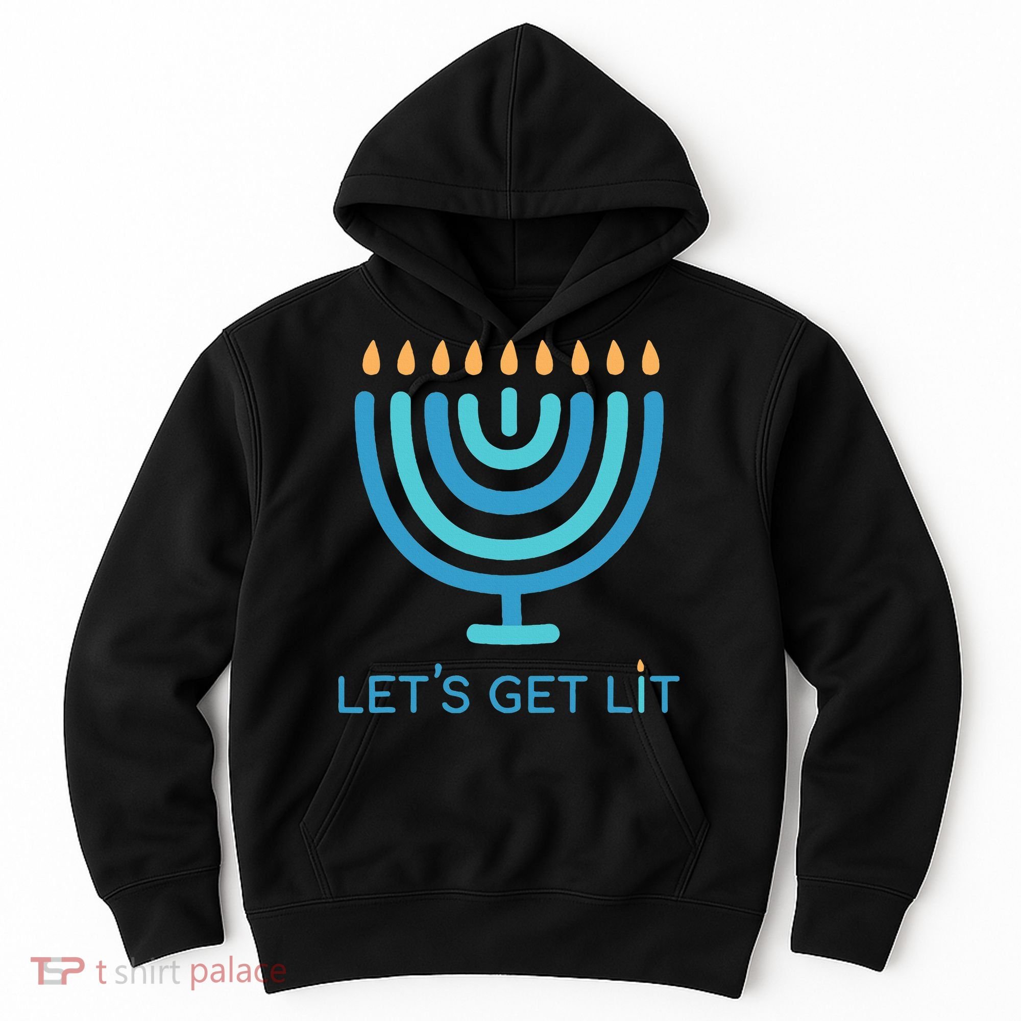 Let's Get Lit Menorah Jewish Funny Ugly Hanukkah Jew  Hoodie