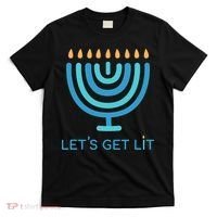 Let's Get Lit Menorah Jewish Funny Ugly Hanukkah Jew  T-Shirt thumb 0