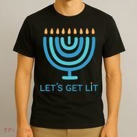 Let's Get Lit Menorah Jewish Funny Ugly Hanukkah Jew  T-Shirt thumb 3