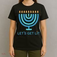 Let's Get Lit Menorah Jewish Funny Ugly Hanukkah Jew  T-Shirt thumb 4