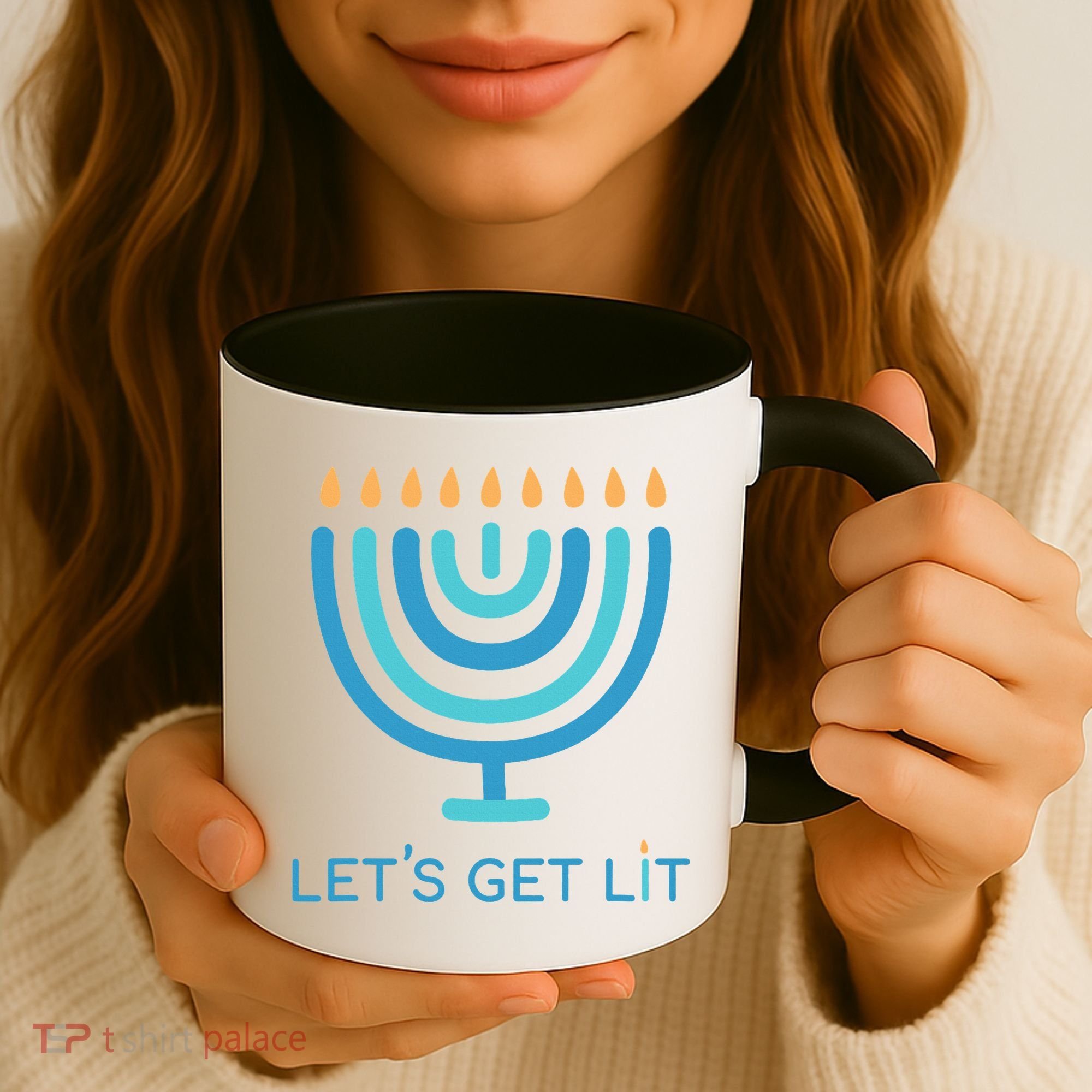 Let's Get Lit Menorah Jewish Funny Ugly Hanukkah Jew  Coffee Mug