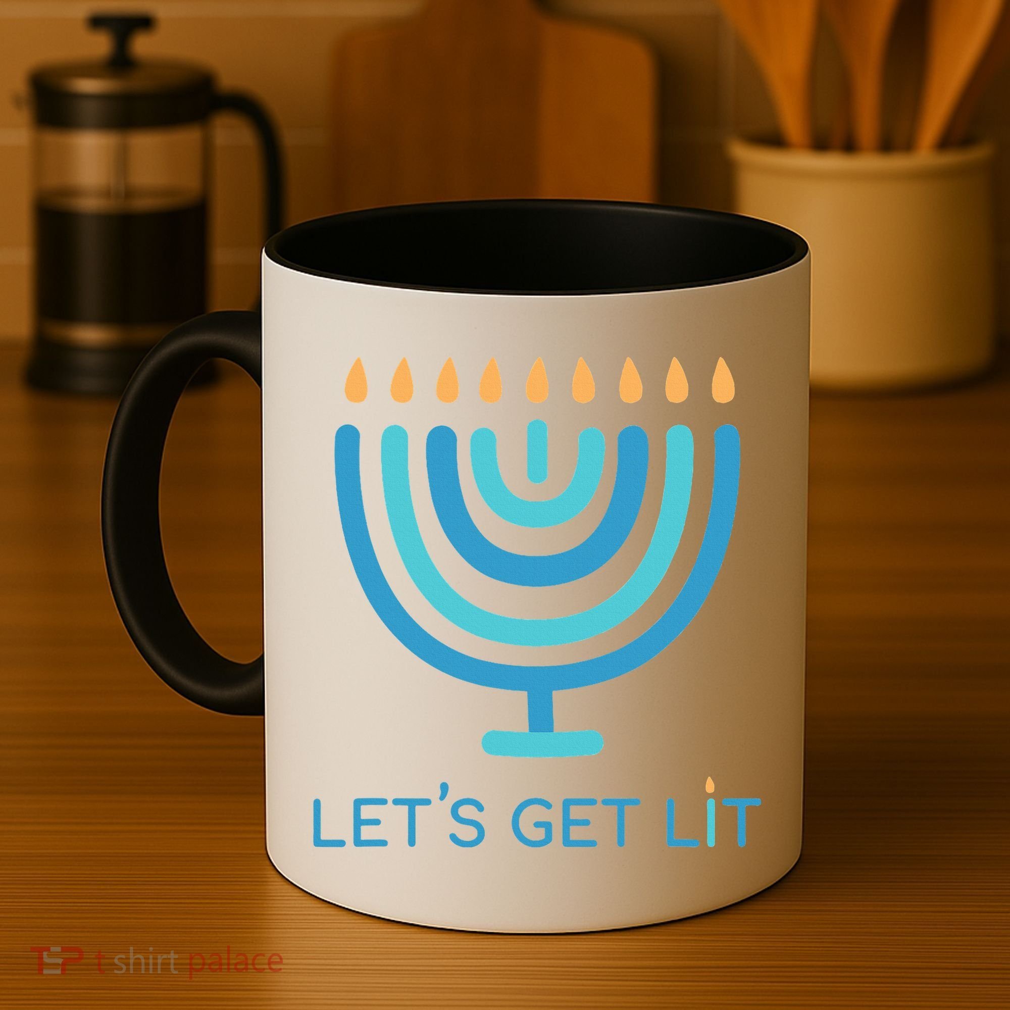 Let's Get Lit Menorah Jewish Funny Ugly Hanukkah Jew  Coffee Mug
