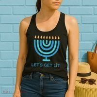Let's Get Lit Menorah Jewish Funny Ugly Hanukkah Jew  Women's Tank Top thumb 2