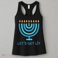 Let's Get Lit Menorah Jewish Funny Ugly Hanukkah Jew  Women's Tank Top thumb 3