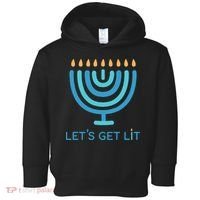 Let's Get Lit Menorah Jewish Funny Ugly Hanukkah Jew  Toddler Hoodie thumb 0