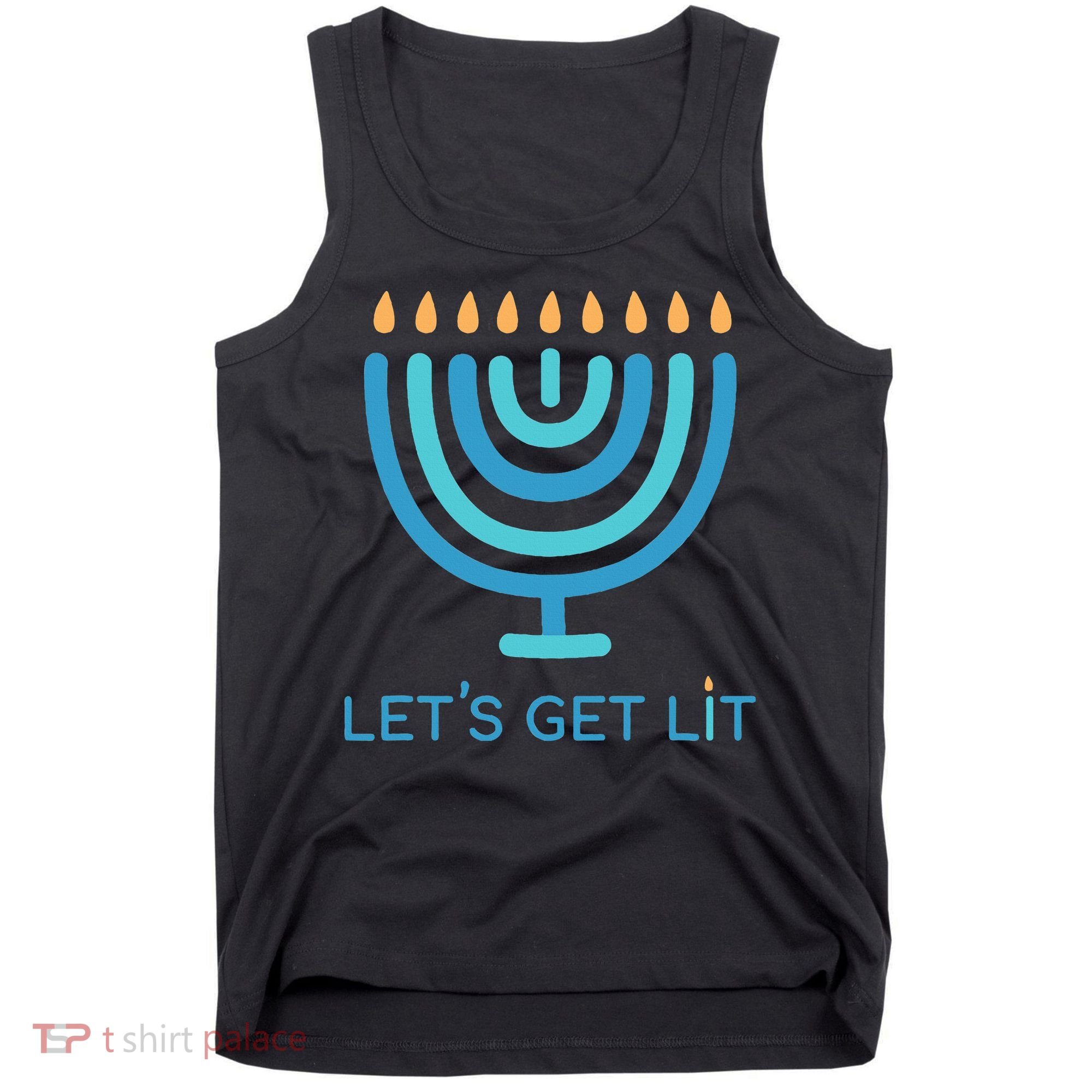 Let's Get Lit Menorah Jewish Funny Ugly Hanukkah Jew  Tank Top