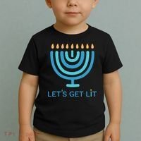 Let's Get Lit Menorah Jewish Funny Ugly Hanukkah Jew  Toddler T-Shirt thumb 2