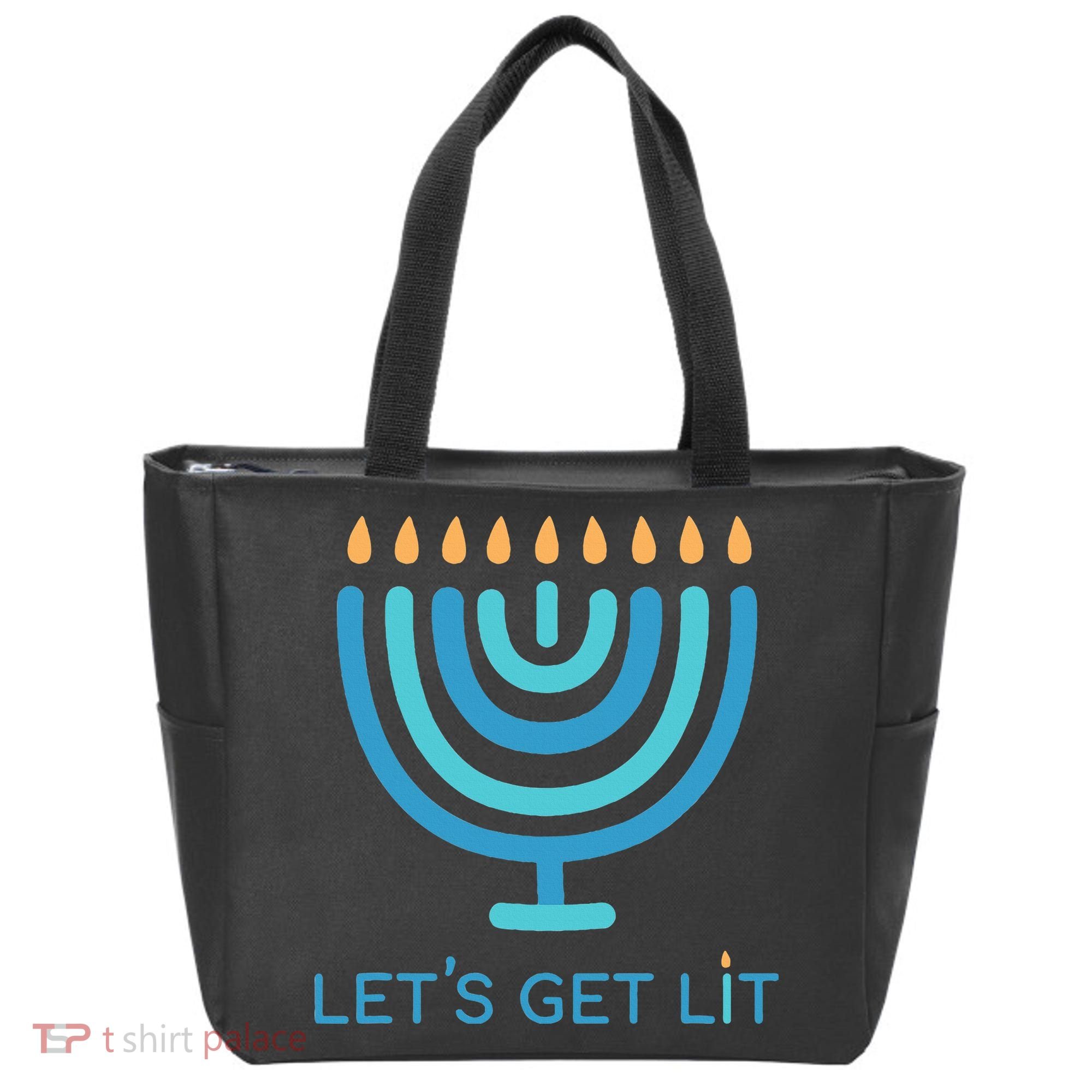 Let's Get Lit Menorah Jewish Funny Ugly Hanukkah Jew  Tote Bag