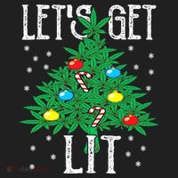 Let's Get Lit Weed X-mas Tree Gift Marijuana Christmas Women's Sweatshirt thumb 2