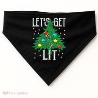 Let's Get Lit Weed X-mas Tree Gift Marijuana Christmas USA-Made Doggie Bandana thumb 0