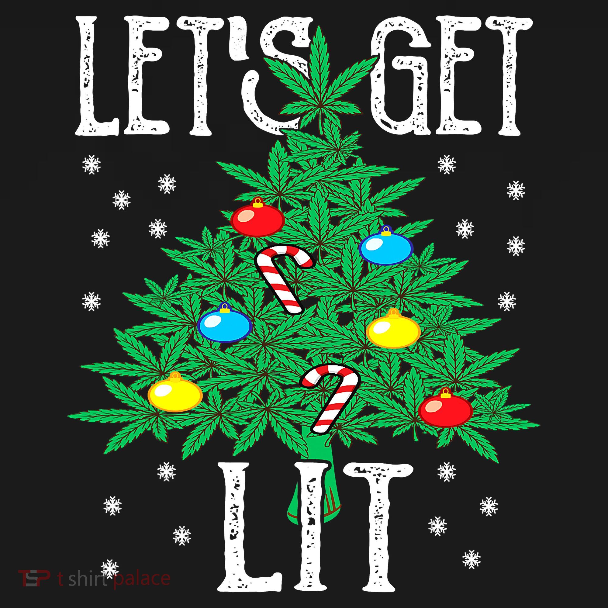 Let's Get Lit Weed X-mas Tree Gift Marijuana Christmas Pajama Set
