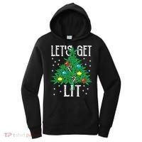 Let's Get Lit Weed X-mas Tree Gift Marijuana Christmas Women's Hoodie thumb 0