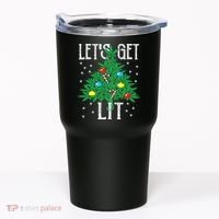 Let's Get Lit Weed X-mas Tree Gift Marijuana Christmas Tumbler thumb 0