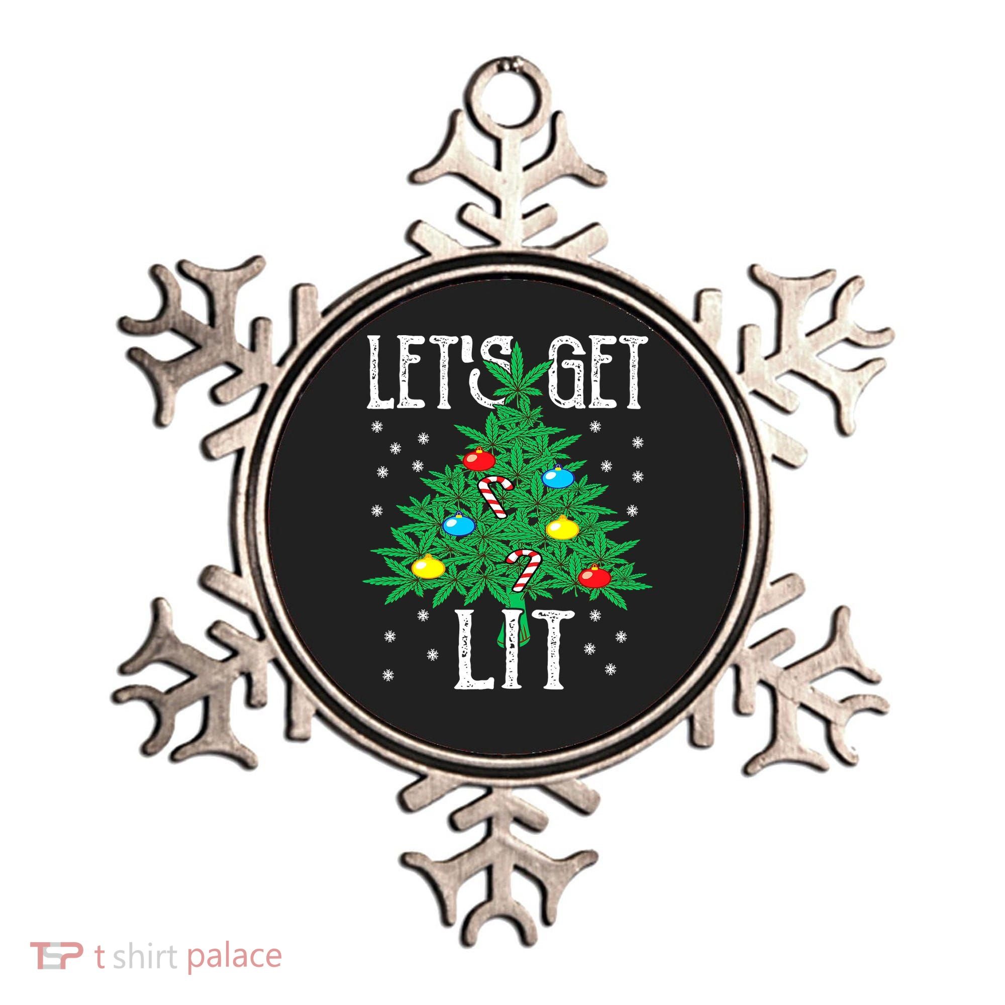 Let's Get Lit Weed X-mas Tree Gift Marijuana Christmas Ornament