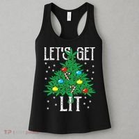 Let's Get Lit Weed X-mas Tree Gift Marijuana Christmas Women's Tank Top thumb 3