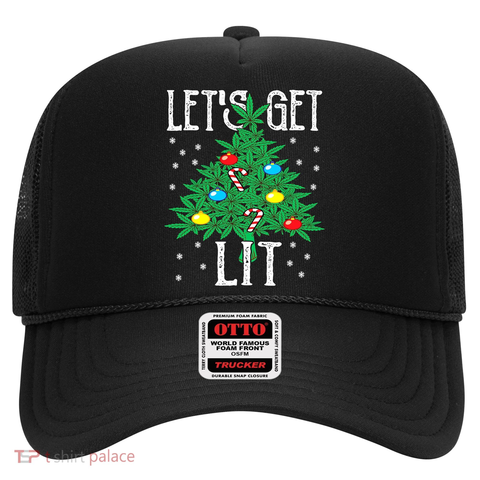 Let's Get Lit Weed X-mas Tree Gift Marijuana Christmas Hat