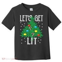 Let's Get Lit Weed X-mas Tree Gift Marijuana Christmas Toddler T-Shirt thumb 0
