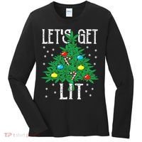 Let's Get Lit Weed X-mas Tree Gift Marijuana Christmas Women's Long Sleeve Shirt thumb 0